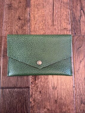 Portland Leather Green Pebbled Leather Envelope Wallet
